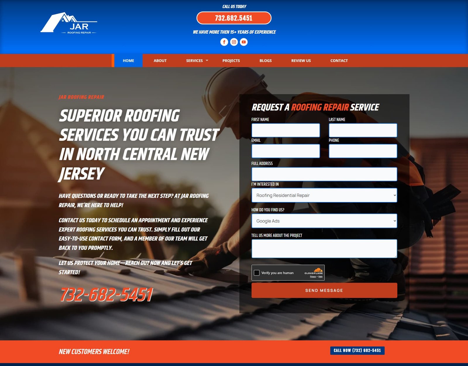 Jar Roofing Repair website